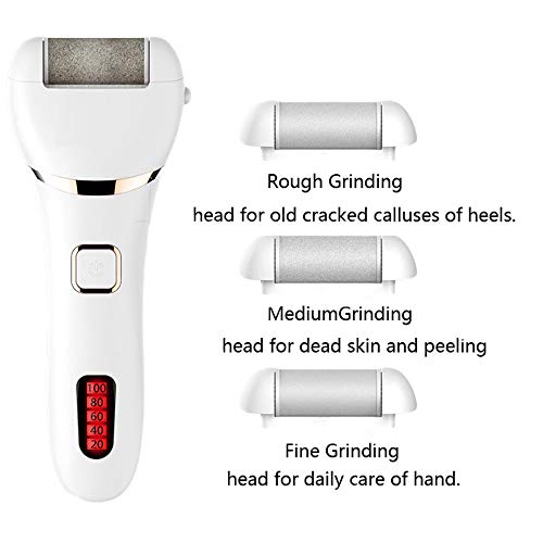 Anself Callus de pie eléctrico con 3 cabezales de rodillo extractores Dispositivo de pedicura recargable Lima de pie electrónica Herramientas de pedicura