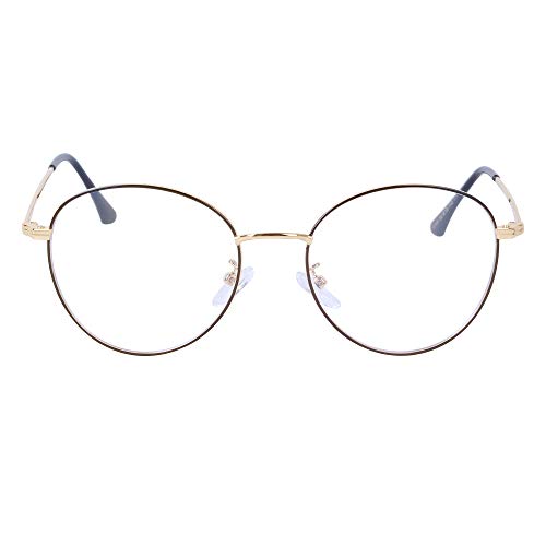 Anti Luz Azul Gafas Redondas Metal Ordenador Gaming Lentes Antireflejos Anti-Fatiga Anti-UV y Fundas