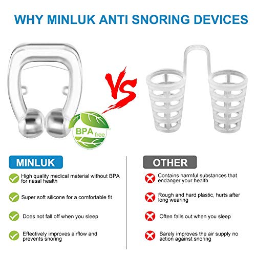 Anti Ronquidos Dispositivos, MILIER 4 Pcs Dispositivo Antirronquidos de Silicona Clip Antirronquidos para Hombres y Mujeres