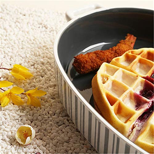 Antiadherente de gres Cerámica Creativa Recipiente for Hornear Horno Especial for Hornear Appliance Oval Doble Manejar Grandes cerámica Recipiente for Hornear de 14 Pulgadas Cena de la Torta