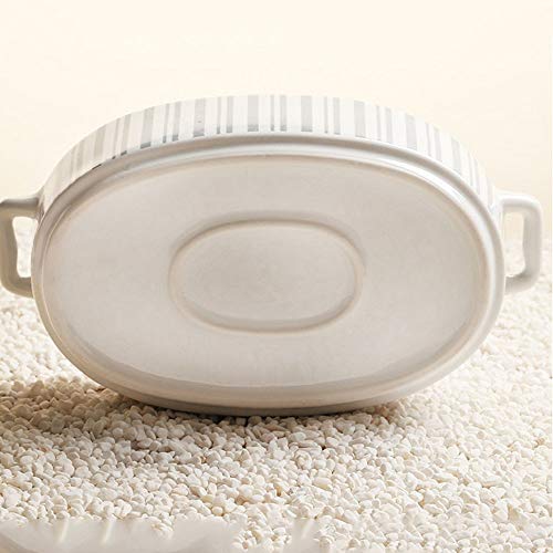 Antiadherente de gres Cerámica Creativa Recipiente for Hornear Horno Especial for Hornear Appliance Oval Doble Manejar Grandes cerámica Recipiente for Hornear de 14 Pulgadas Cena de la Torta