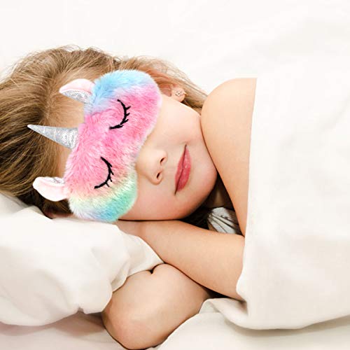 Antifaz para Dormir Anti-Luz Opaco Cómoda Agradable para la Piel Tela de y Puros de algodón Relleno Antifaces Máscara para Coche/Tren/avión niños protección para los Ojos (unicorn)