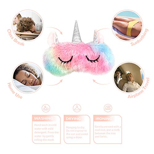 Antifaz para Dormir Anti-Luz Opaco Cómoda Agradable para la Piel Tela de y Puros de algodón Relleno Antifaces Máscara para Coche/Tren/avión niños protección para los Ojos (unicorn)