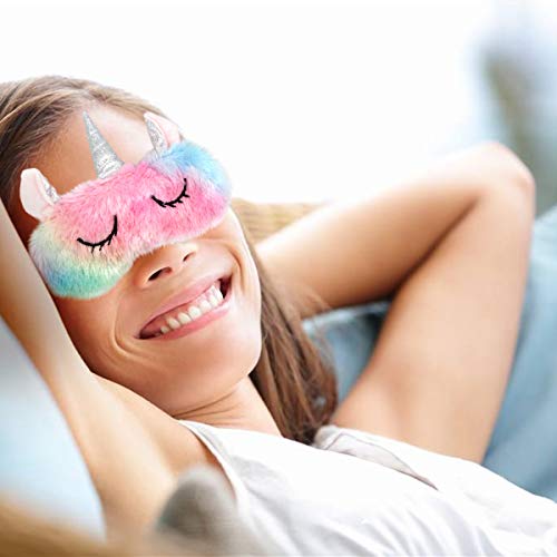 Antifaz para Dormir Anti-Luz Opaco Cómoda Agradable para la Piel Tela de y Puros de algodón Relleno Antifaces Máscara para Coche/Tren/avión niños protección para los Ojos (unicorn)