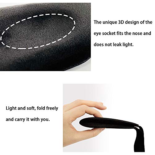Antifaz para Dormir, Estéreo 3D, Protección Ocular, Transpirable, Sombreado, Espuma De Memoria De Rebote Lento De Alta Densidad, Adecuado para Estudiantes, Negocios, Viajes, Siesta (Black)