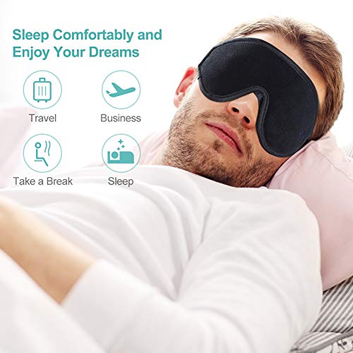 Antifaz para dormir OriHea mujeres y hombres, 3D Comfort Ultra Soft Premium Antifaz para dormir, Block Out Light 100% Eye Shade Cover, Venda de espuma de seda ajustable con los ojos vendados, Viaje