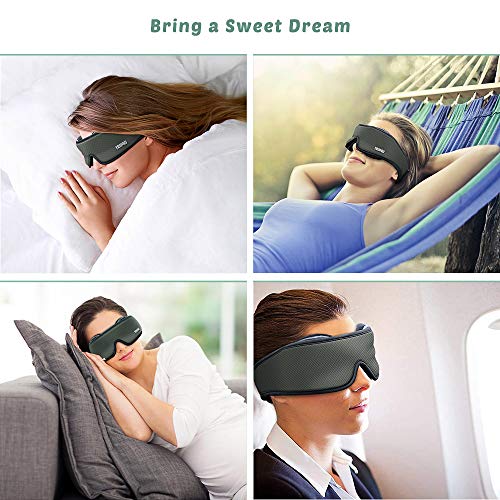 Antifaz para Dormir, Tropro Máscara de ojos Ajustable 3D, Diseño Avanzado de ala de nariz, 100% Oscuridad Absoluta, Espuma Viscoelástica de Rebote Transpirable, Velcro Suave de alta Calidad
