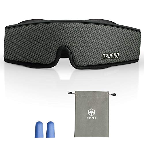 Antifaz para Dormir, Tropro Máscara de ojos Ajustable 3D, Diseño Avanzado de ala de nariz, 100% Oscuridad Absoluta, Espuma Viscoelástica de Rebote Transpirable, Velcro Suave de alta Calidad