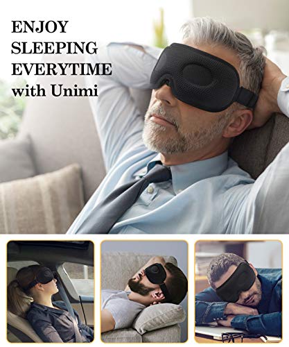 Antifaz para dormir Unimi para mujeres y hombres, antifaz ultrafino que bloquea la luz 3D, material de lycra suave, 360 ° sin ángulo ciego para bloquear completamente el antifaz ligero para dormir