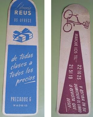 Antiguo Marcapáginas - Old Bookmark : Librería Reus, Madrid