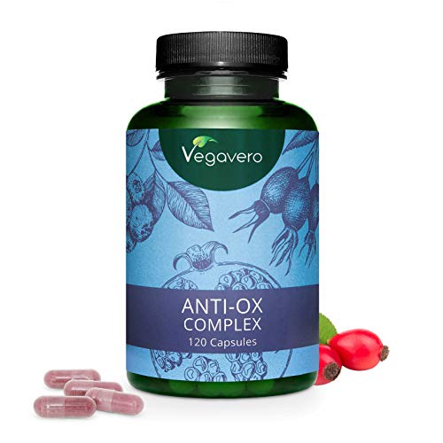 Antioxidante Vegavero® | Antiage en Cápsulas | Acai Berry + Aronia Berry + Rosa Mosqueta + Extracto de Granada + Cranberry (Arándano Rojo) | Rico en Polifenoles + Flavonoides | 120 Cápsulas