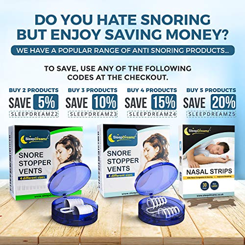 Antironquidos Dilatador Nasal SleepDreamz – Solucion para ronquidos – Diseñados Científicamente para Detener los Ronquidos, Respiración Fuerte, Apnea del Sueño y Congestión Nasal