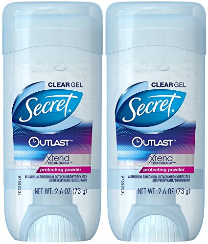 Antitranspirante y desodorante Secret para mujer, gel transparente Outlast Xtend, polvo protector, paquete de 2 unidades de 2.6 onzas