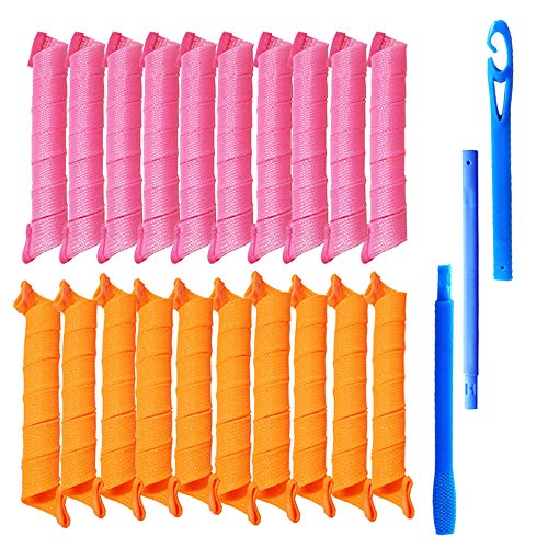 Anyasen 20 Piezas Rulos para el Pelo Rizador Pelo Rizadores de Pelo Rulos de Pelo Peinado de Rizos Espiral Rizador Pelo sin Calor y Ganchos, 55 cm