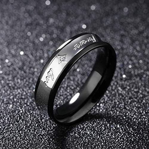 Anyeda Anillos Pareja Acero Inoxidable Anillos de Hombre Oro Rosa Negro Anillo Forever Love Smooth Mujer Anillo Talla 15 & Hombre Anillo Talla 22