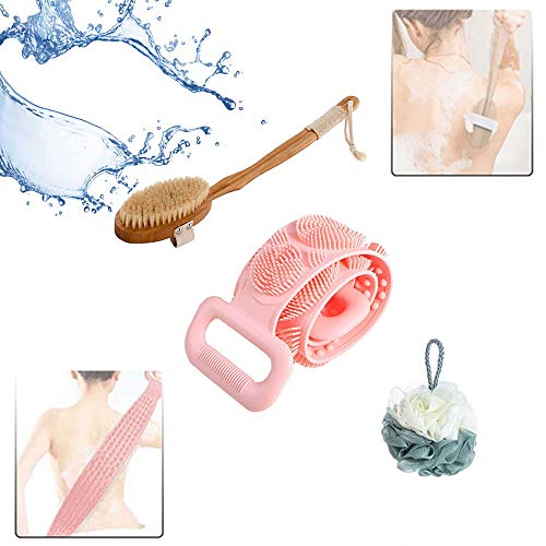 Anyingkai 3Pcs Cepillo Exfoliante Corporal,Cepillo Corporal Para Espalda,Cepillo Exfoliante Corporal Ducha,Cepillo Espalda Ducha,Silicona Cuerpo Cepillo,Cuerpo Cepillo (Rosado)
