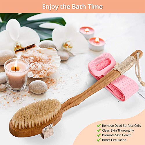 Anyingkai 3Pcs Cepillo Exfoliante Corporal,Cepillo Corporal Para Espalda,Cepillo Exfoliante Corporal Ducha,Cepillo Espalda Ducha,Silicona Cuerpo Cepillo,Cuerpo Cepillo (Rosado)