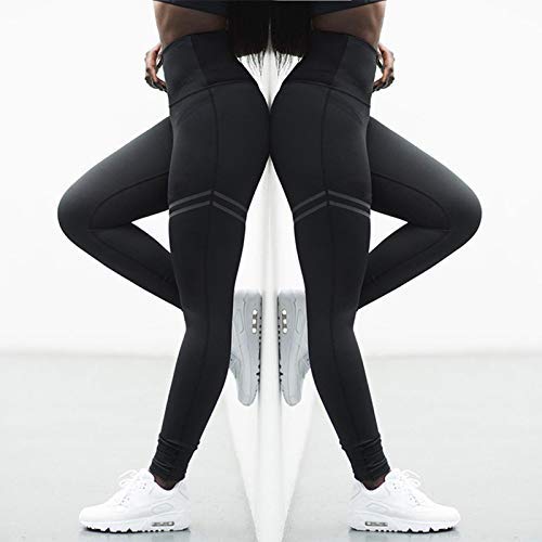 AoJuy Mujer Cintura Alta Anticelulitis Compresión Fino Leggings Medias para Abdomen Control Deportes Carrera Yoga - Negro, S