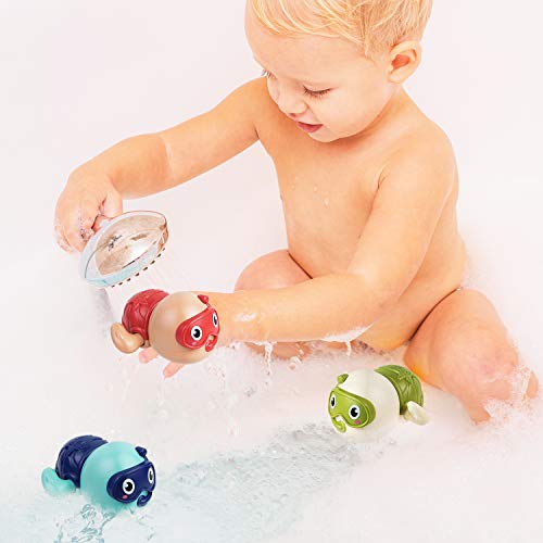 AOLUXLM Juguetes de Baño para Bebés de 1 Año, Aparato de Relojería Juguetes de Tortuga para Niños, 3 Packs Juguetes de Baño Juguetes de Agua para Niños