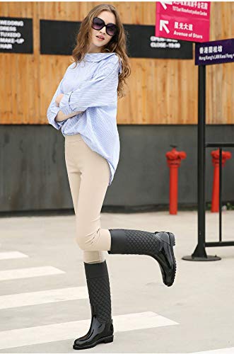 AONEGOLD Botas de Agua Mujer Botas de Lluvia Impermeable Altas Bota de Goma Wellington Boots Otoño e Invierno(Negro,40 EU)