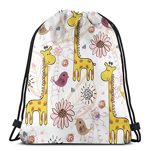 AOOEDM Mantén la barbilla levantada y sonríe Mochila con cordón de jirafa Bolsas de mano originales para gimnasio Senderismo Viajes Playa