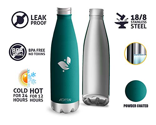 AORIN de Doble Pared con Aislamiento de Botella de Agua de Acero Inoxidable. Proceso de Recubrimiento en Polvo, no es fácil de desprenderse, Resistencia al Rayado, fácil de Limpiar.