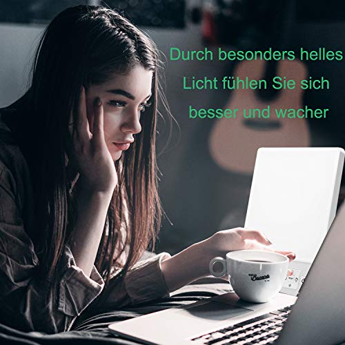 Aourow Lámpara de Luz Diurna LED 10000 Lux,Blanca Fría,Lámparas de Luz Diurna con Brillo Ajustables con Temporizador y Pantalla,Color Doble Azul y Blanco,Aumento de Energía Lámpara de Escritorio