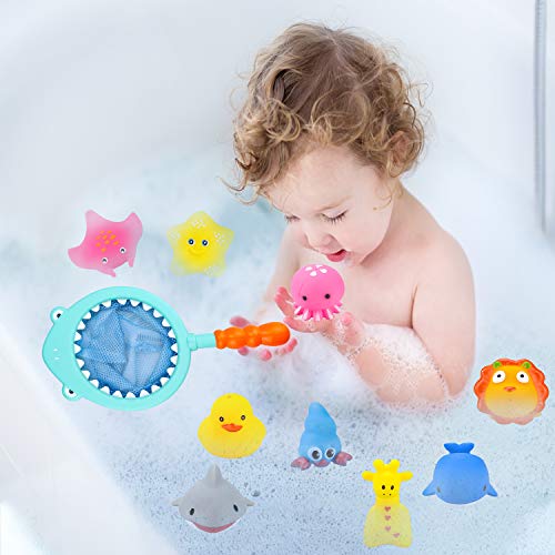aovowog Juguetes Baño Piscina Juguete de Natación Bañera Animalitos Flotantes Coloridos Red de Pesca para Bebés Niños Niñas(18 Piezas)