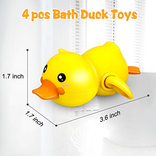 aovowog Juguetes Piscina Bañera para Baño Bebe, Juguete de Cuerda Pato Juguete de Agua para Niños(4 Piezas)