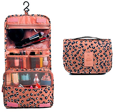 Apanphy® Bolsa de Aseo Neceseres de Viaje Travel Bolso cosmético Bolso de Maquillaje Bolsa de Almacenamiento portátil Estuche de Maquillaje con asa Makeup Toiletry Bag para Mujeres -Leopard Brown
