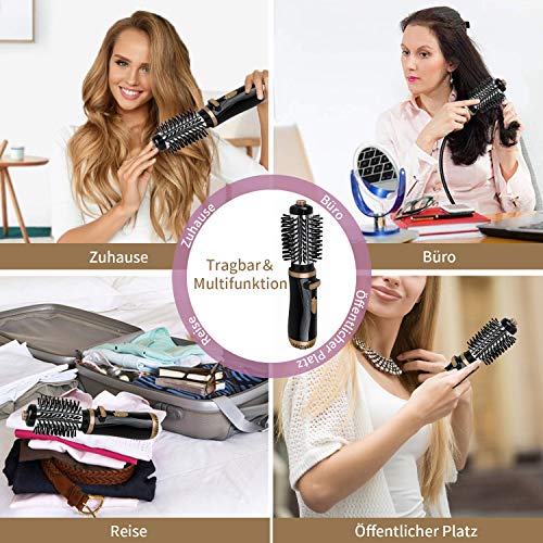 Aparato profesional de peluquería multifuncional 5 en 1 (última versión), cepillo de aire caliente, rizador de pelo, secador de pelo, apto para todos los tipos de cabello