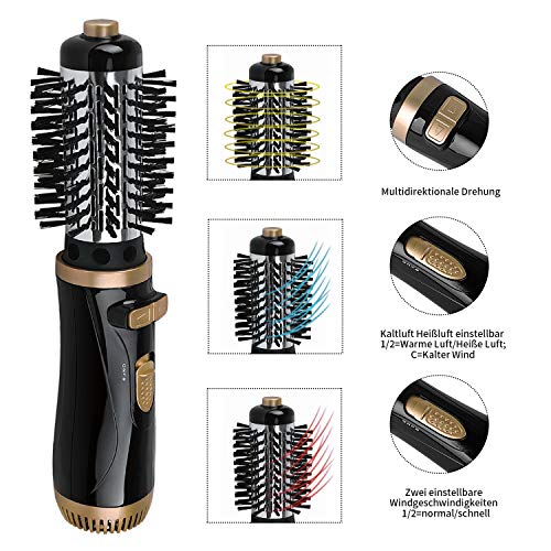 Aparato profesional de peluquería multifuncional 5 en 1 (última versión), cepillo de aire caliente, rizador de pelo, secador de pelo, apto para todos los tipos de cabello