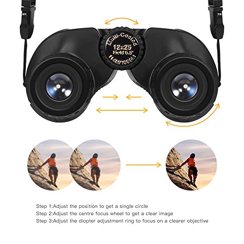 APEMAN 12x25 Prismáticos Binoculares Plegable,Mini Prismáticos Portátiles Compactos Ligeros para Adultos y Niños con Vidrio Óptico y Película FMC Verde