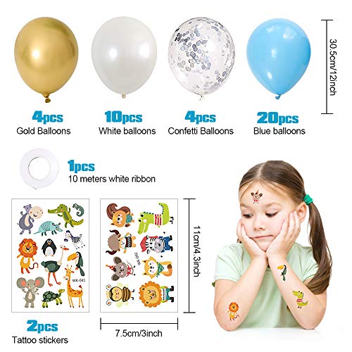 APERIL Feliz Decoracion Cumpleaños 1 Año Fiesta Cumpleaños Infantil Globos Cumpleaños Niño Happy Birthday Decoracion con Hojas de Palma Bosque Animal Latex Globos para Baby Shower Decoración 2 3 4 Año