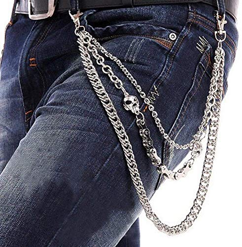 Aperil Hombres Punk Gothic Rocker Kit 70s 80s 90s Accesorios de Disfraces con Pantalones de Calaveras Llavero Pulsera de Cuero Guantes Punk Brazo Falso Tatuaje Manga Cubierta Hip-Hop Cintura