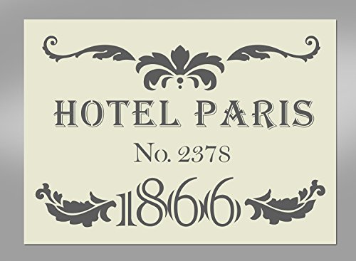 Apex Laser Ltd Hotel Paris, Estilo Shabby Chic Mylar Plantilla para estarcir A4 297 x 210 mm Decorativo, Muebles Plantilla para estarcir, Tela Plantilla para estarcir