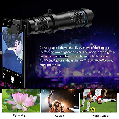 Apexel HD Cell Phone Lens-28X  - Teleobjetivo con obturador para iPhone Samsung, Huawei, Xiaomi, teléfono inteligente Android, telescopio monocular