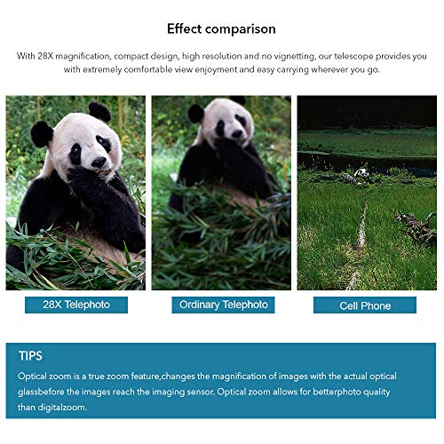 Apexel HD Cell Phone Lens-28X  - Teleobjetivo con obturador para iPhone Samsung, Huawei, Xiaomi, teléfono inteligente Android, telescopio monocular