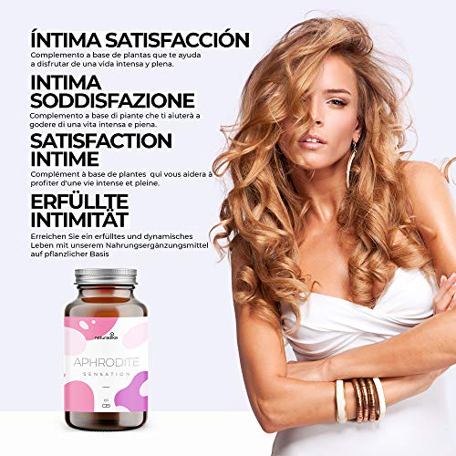 Aphrodite Sensation - Complemento nutricional con Ashwagandha extra concentrado (Sensoril®), Maca Andina, Tribulus Terrestris y Azafran - Estimulante, Energizante y Relajante