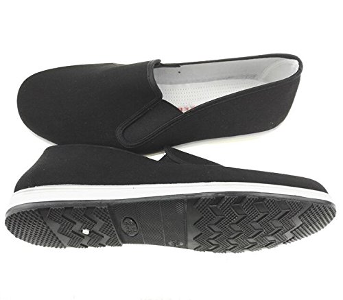 APIKA Zapatos Tradicionales Viejos Chinos de Pekín Kung Fu Tai Chi Zapatos Suela de Goma Unisexo Negro (260mm 42)