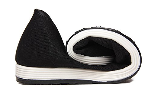 APIKA Zapatos Tradicionales Viejos Chinos de Pekín Kung Fu Tai Chi Zapatos Suela de Goma Unisexo Negro (260mm 42)