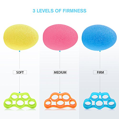 apiker Fortalecedores de Mano, Kit de Entrenamiento para Practicar Las Manos, Pelota de Alivio de estrés x 3, Banda de Resistencia de Dedos x 3, Fortalecimiento de Las Manos y los Dedos