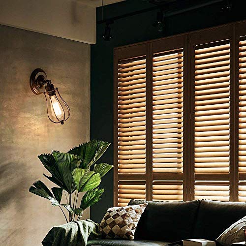 Apliques de pared industrial Lámpara vintage de iluminación ajustable Lámpara de alambre rústico Jaula de metal Aceite de pared frotada Luz de sombra estilo Edison (sin bombilla) (color óxido)