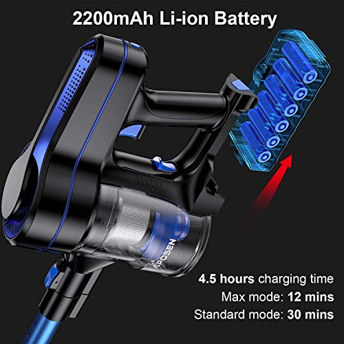 APOSEN Aspiradora Escoba Sin Cable, 24000Pa 4 in 1 Silenciosa Ligera y Cómoda con Motor Brushless, Varios Accesorios y Batería Extraíble, para Alfombras, Coche, Sofas, Mascotas, Hogar, H250