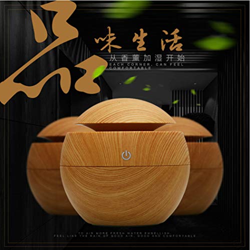 APRITECH® Ambientador oil Humidificador difusor aceites esenciales Ultrasónico Máquina de aromaterapia de grano de Madera 6-Color 130 ML aroma Difusor Aceites Esenciales brumizador