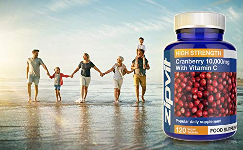 Arándanos Rojos 10000mg Tabletas con Vitamina C, 120 Tabletas Veganas. Suministro por 4 Meses. Hecho en el Reino Unido