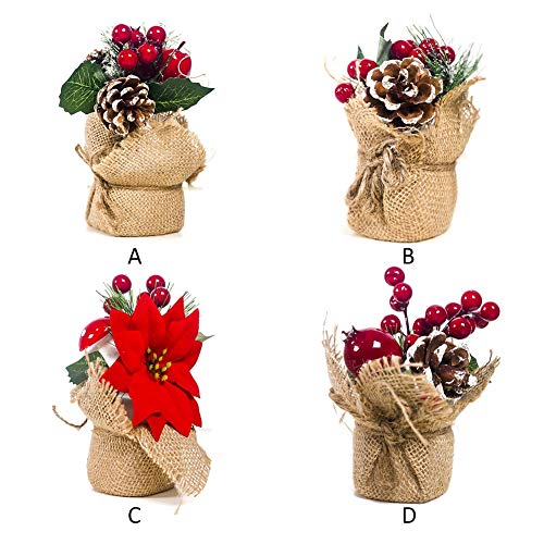 Árbol de Navidad en miniatura de con bayas decoración de cono de pino Adorno de mesa navideña Balight