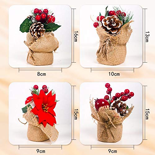 Árbol de Navidad en miniatura de con bayas decoración de cono de pino Adorno de mesa navideña Balight