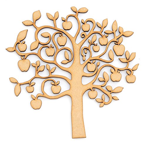 Árbol genealógico de madera MDF, forma de árbol de manzana. Árbol de manzana de MDF en 4 tamaños disponibles. 250 mm Wooden, MDF