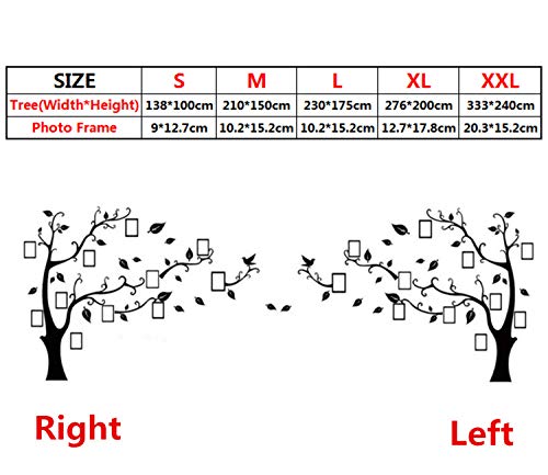 Árbol Pegatinas de Pared - 3D Árbol Marco de Fotos DIY Etiqueta Murales Decoración para Salón, Dormitorio, Oficina, Habitación para Niños (L: 175 * 230CM, 2 Negro Izquierda)